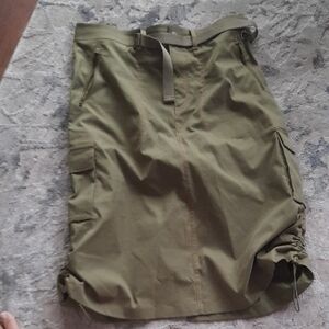 Olive Green Utility Cargo Skirt with Belt